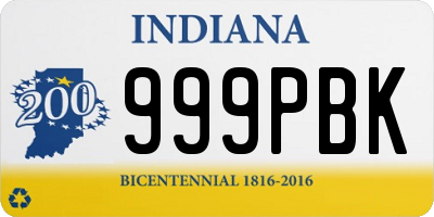 IN license plate 999PBK