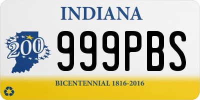 IN license plate 999PBS