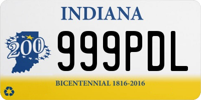 IN license plate 999PDL