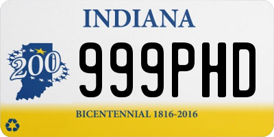 IN license plate 999PHD