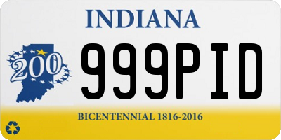 IN license plate 999PID