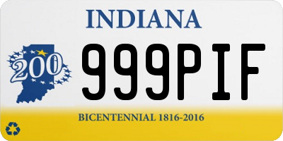 IN license plate 999PIF