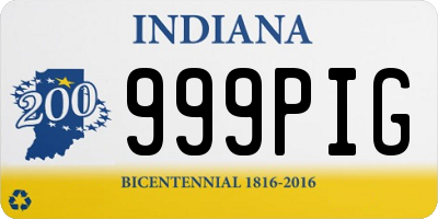 IN license plate 999PIG