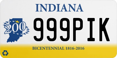 IN license plate 999PIK