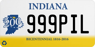 IN license plate 999PIL