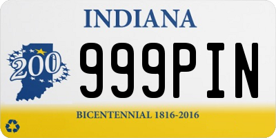 IN license plate 999PIN