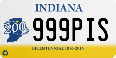 IN license plate 999PIS