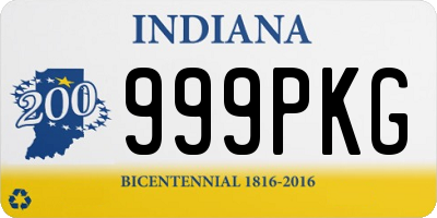 IN license plate 999PKG