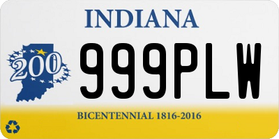 IN license plate 999PLW