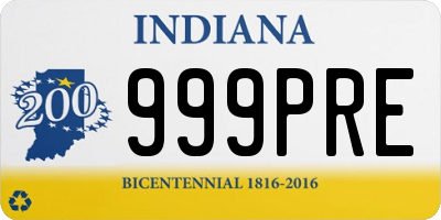 IN license plate 999PRE