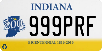 IN license plate 999PRF