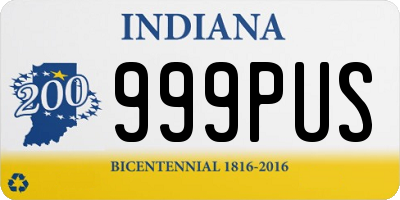 IN license plate 999PUS