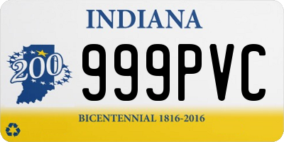 IN license plate 999PVC