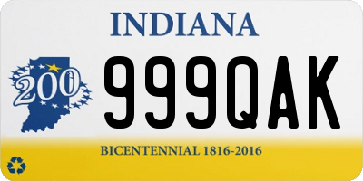 IN license plate 999QAK