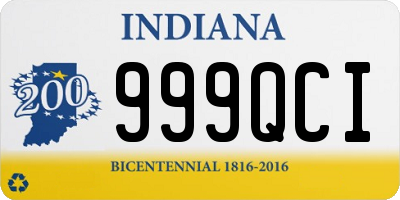 IN license plate 999QCI