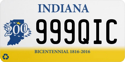 IN license plate 999QIC