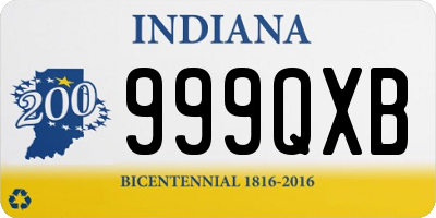 IN license plate 999QXB