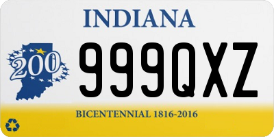 IN license plate 999QXZ