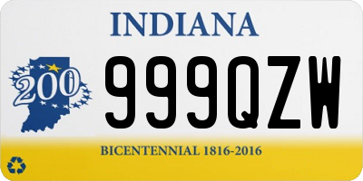 IN license plate 999QZW