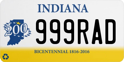 IN license plate 999RAD