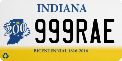 IN license plate 999RAE