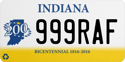 IN license plate 999RAF