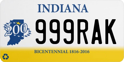 IN license plate 999RAK