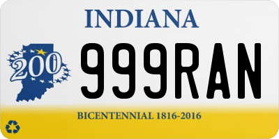 IN license plate 999RAN
