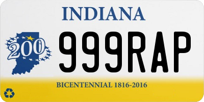 IN license plate 999RAP