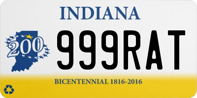 IN license plate 999RAT