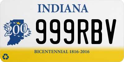 IN license plate 999RBV