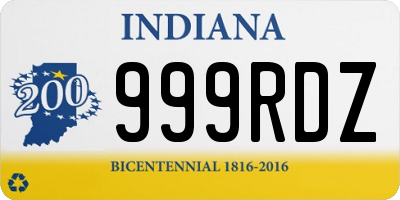 IN license plate 999RDZ