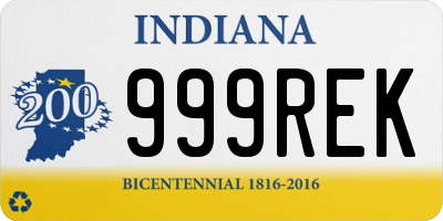 IN license plate 999REK