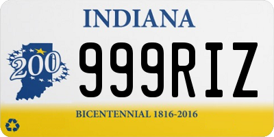 IN license plate 999RIZ