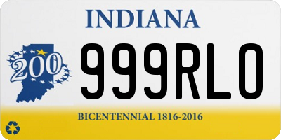 IN license plate 999RLO