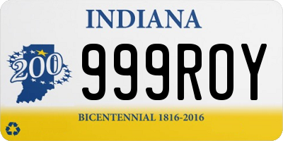 IN license plate 999ROY