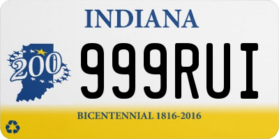 IN license plate 999RUI