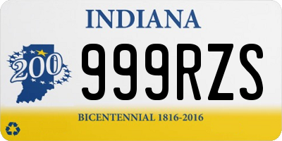 IN license plate 999RZS