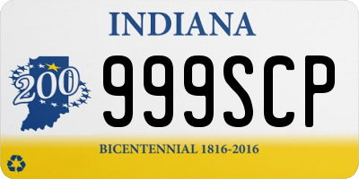 IN license plate 999SCP