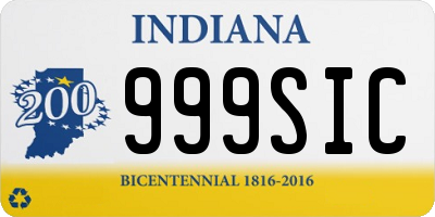 IN license plate 999SIC