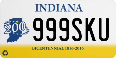 IN license plate 999SKU