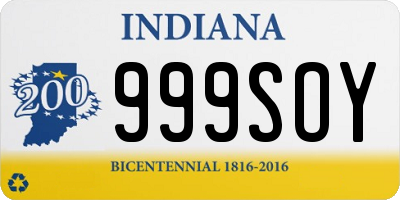 IN license plate 999SOY