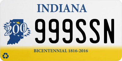 IN license plate 999SSN