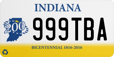 IN license plate 999TBA