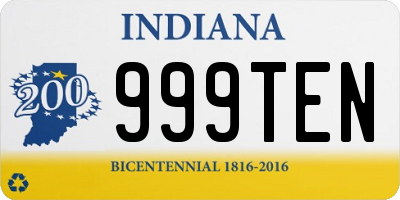 IN license plate 999TEN