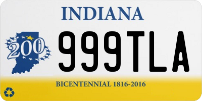 IN license plate 999TLA