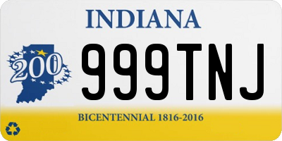 IN license plate 999TNJ