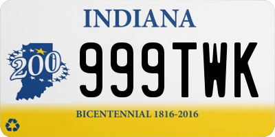 IN license plate 999TWK