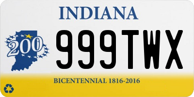 IN license plate 999TWX