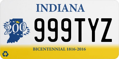 IN license plate 999TYZ